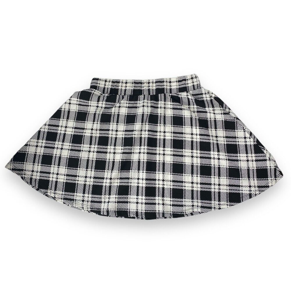 Shein Black White Plaid Skater Mini Skirt Preppy Y2K‎ Size M 513